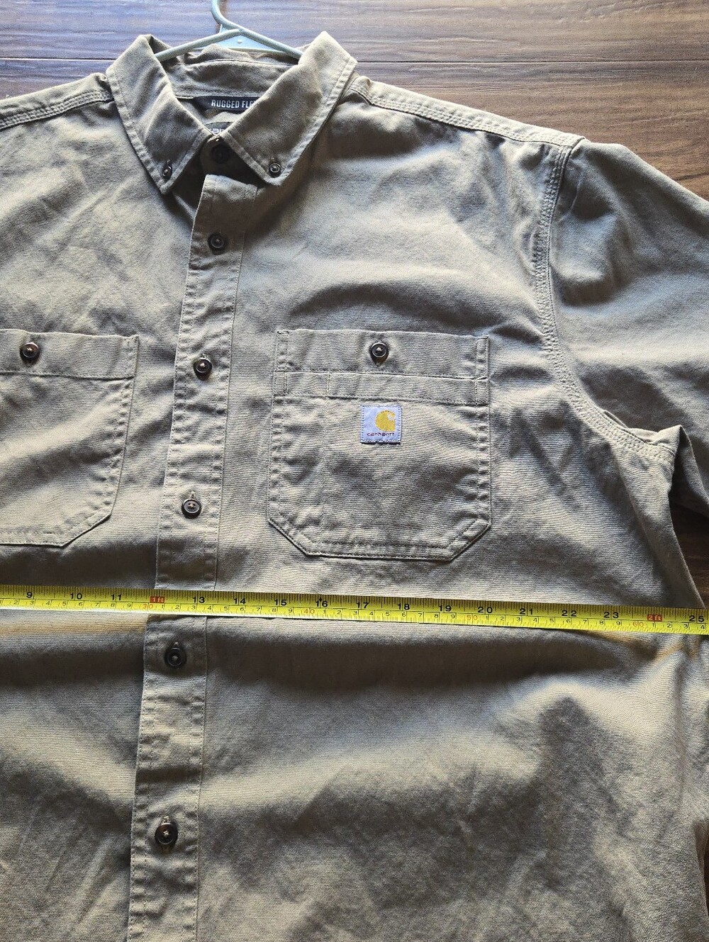 Carhartt Workwear Men XL Brown Relaxed Fit Button Up Short Sleeve Used 0826 - Picture 5 of 6